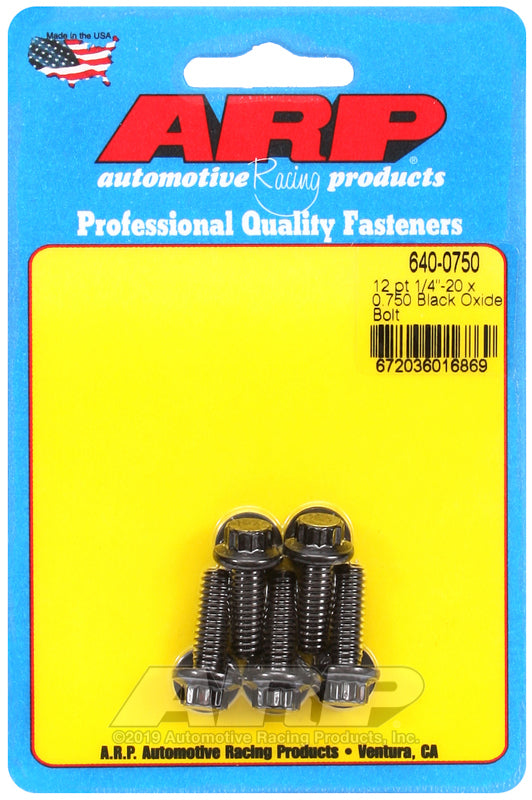 ARP 640-0750 1/4-20 X 0.750 12PT Black Oxide Bolts