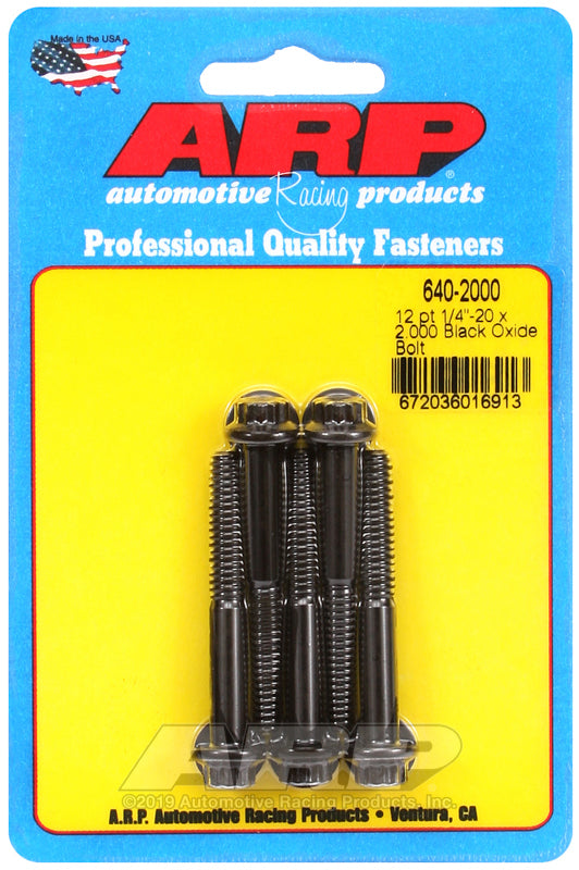 ARP 640-2000 1/4-20 X 2.000 12PT Black Oxide Bolts
