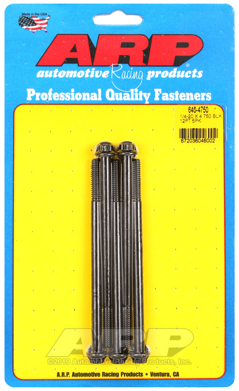 ARP 640-4750 1/4-20 X 4.750 12PT Black Oxide Bolts