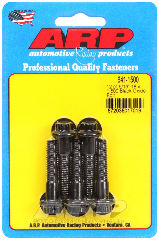 ARP Fasteners ARP641-1500 641-1500 5/16-18 X 1.500 12PT Black Oxide Bolts