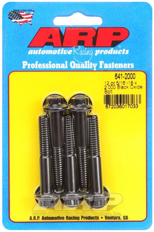 ARP Fasteners ARP641-2000 641-2000 5/16-18 X 2.000 12PT Black Oxide Bolts