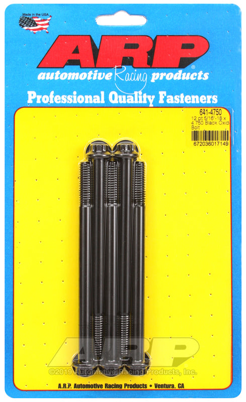 ARP 641-4750 5/16-18 X 4.750 12PT Black Oxide Bolts
