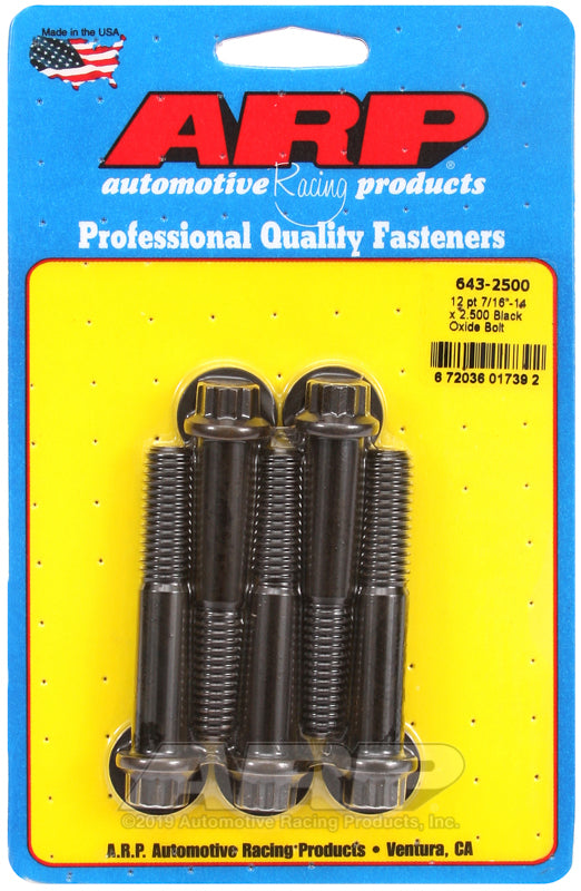 ARP Fasteners ARP643-2500 643-2500 7/16-14 X 2.500 12PT Black Oxide Bolts