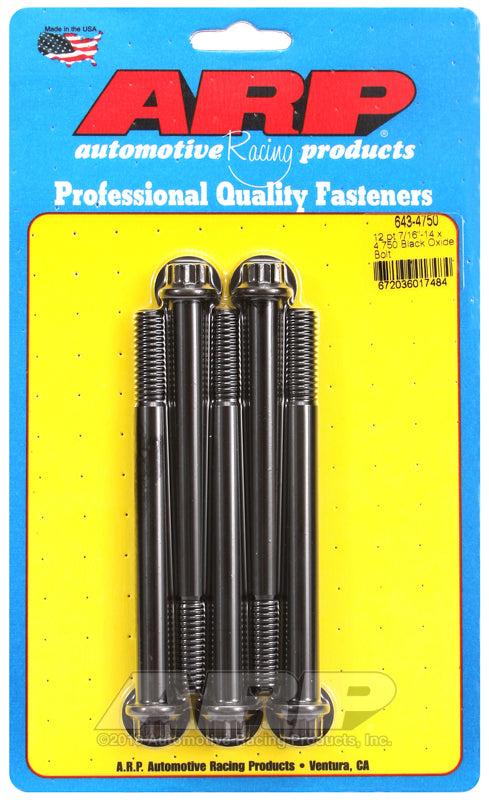 ARP 643-4750 7/16-14 X 4.750 12PT Black Oxide Bolts