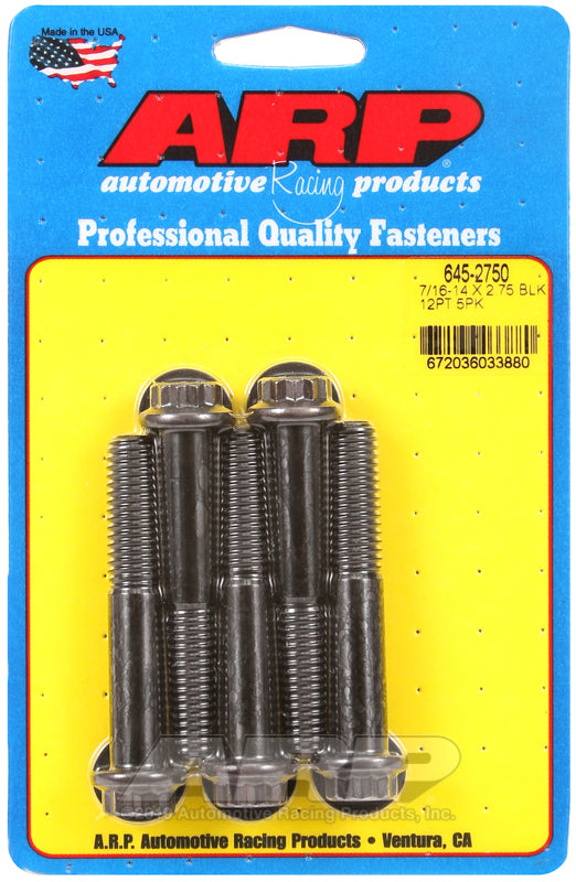 ARP 645-2750 7/16-14 X 2.750 12PT 1/2 Wrenching Black Oxide Bolts