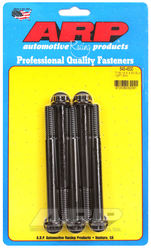ARP 645-4500 7/16-14 X 4.500 12PT 1/2 Wrenching Black Oxide Bolts