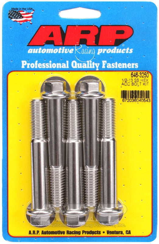 ARP 646-3250 1/2-13 X 3.250 Hex SS Bolts