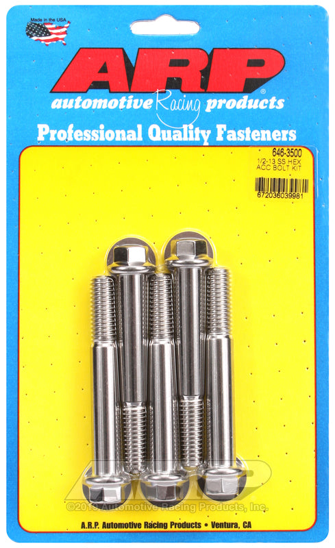 ARP 646-3500 1/2-13 X 3.500 Hex SS Bolts