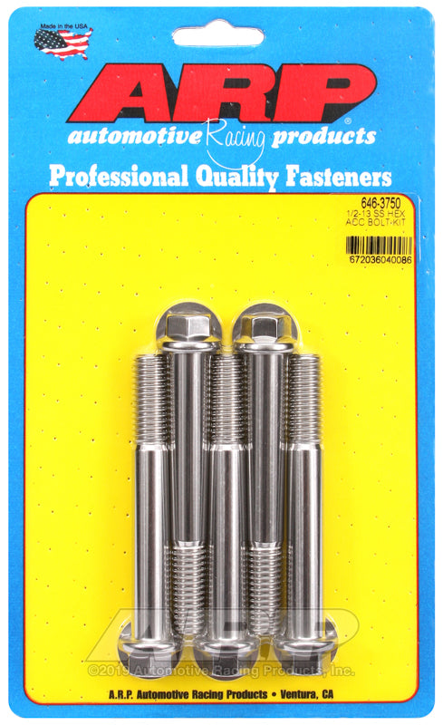 ARP 646-3750 1/2-13 X 3.750 Hex SS Bolts