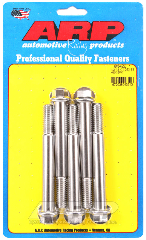 ARP 646-4250 1/2-13 X 4.250 Hex SS Bolts