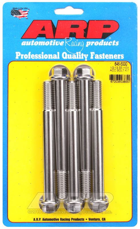 ARP 646-5000 1/2-13 X 5.000 Hex SS Bolts