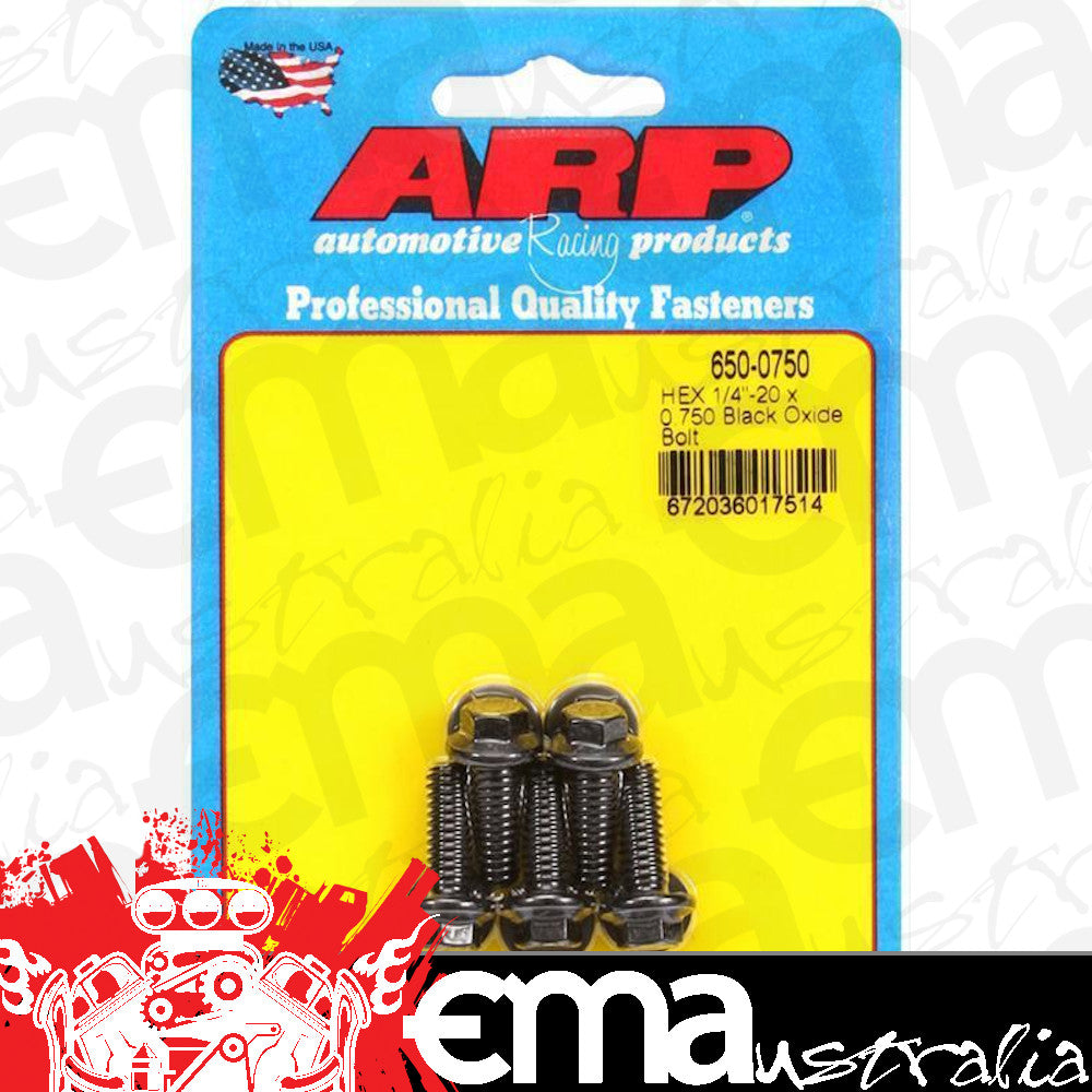 ARP Fasteners ARP650-0750 650-0750 1/4-20 X 0.750 Hex Black Oxide Bolts