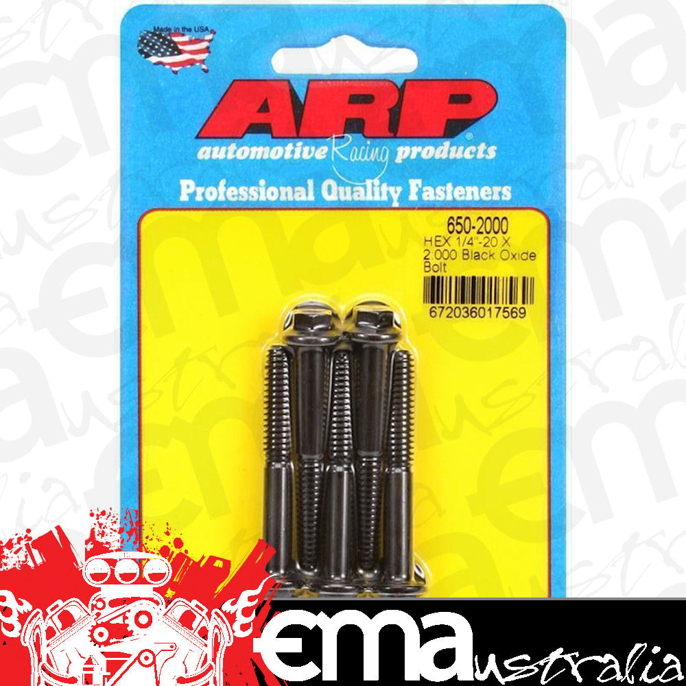 ARP 650-2000 1/4-20 X 2.000 Hex Black Oxide Bolts