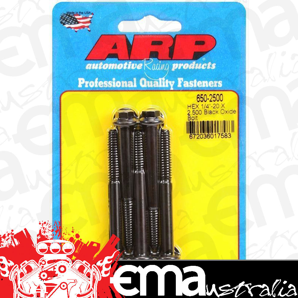ARP 650-2500 1/4-20 X 2.500 Hex Black Oxide Bolts