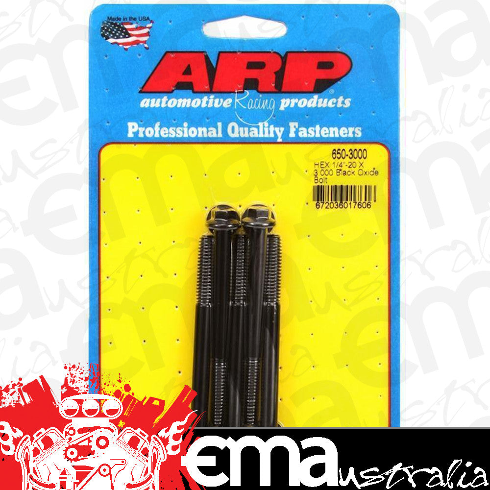 ARP 650-3000 1/4-20 X 3.000 Hex Black Oxide Bolts