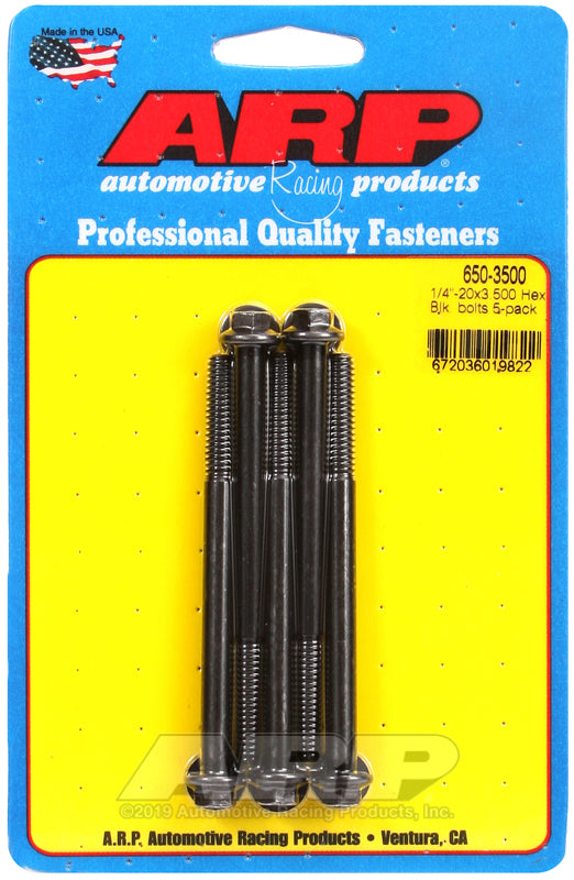 ARP 650-3500 1/4-20 X 3.500 Hex Black Oxide Bolts