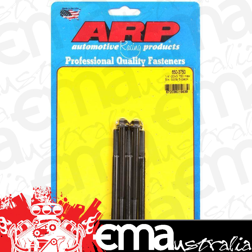 ARP 650-3750 1/4-20 X 3.750 Hex Black Oxide Bolts
