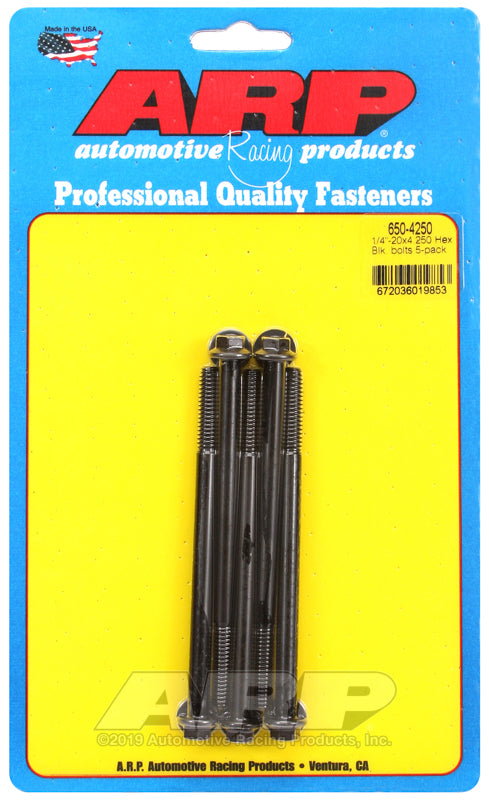 ARP 650-4250 1/4-20 X 4.250 Hex Black Oxide Bolts