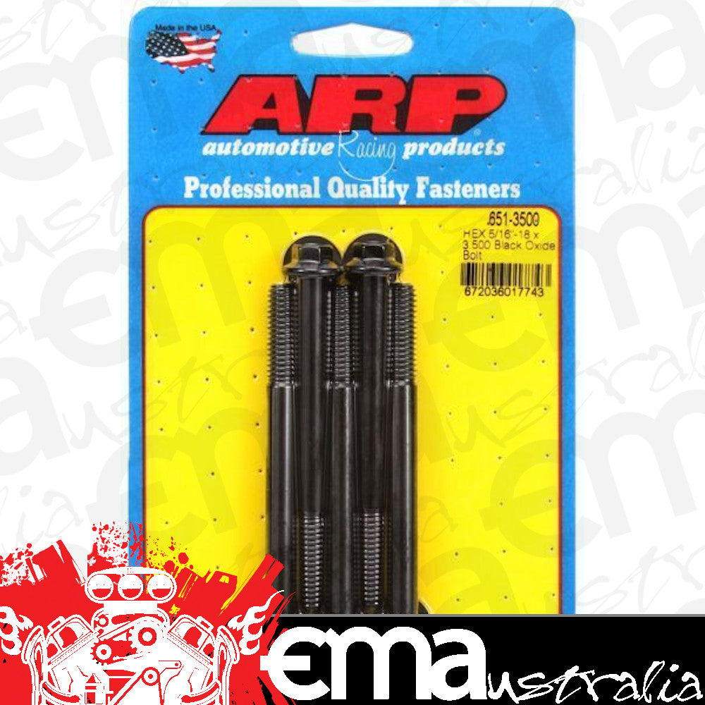ARP 651-3500 5/16-18 X 3.500 Hex Black Oxide Bolts