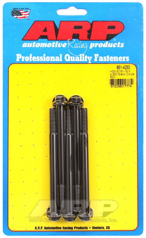 ARP 651-4250 5/16-18 X 4.250 Hex Black Oxide Bolts
