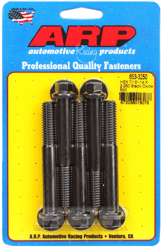 ARP Fasteners ARP653-3250 653-3250 7/16-14 X 3.250 Hex Black Oxide Bolts