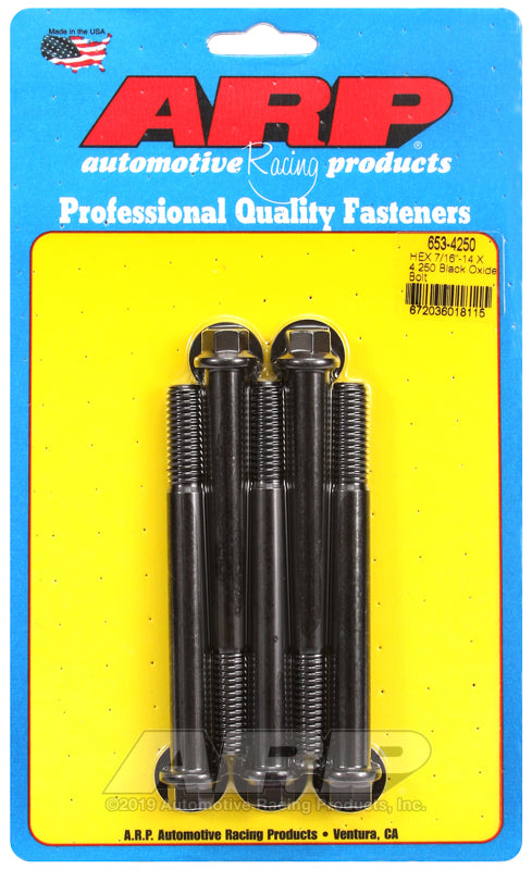 ARP 653-4250 7/16-14 X 4.250 Hex Black Oxide Bolts