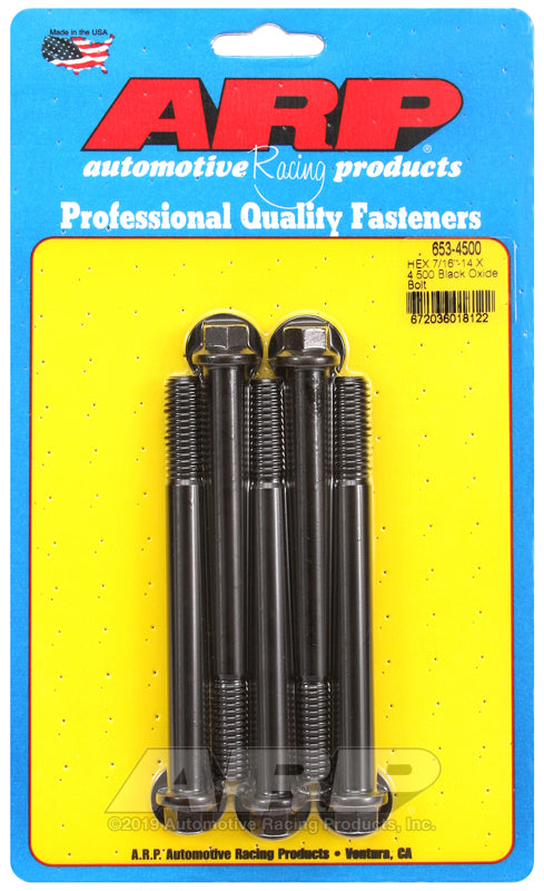 ARP 653-4500 7/16-14 X 4.500 Hex Black Oxide Bolts