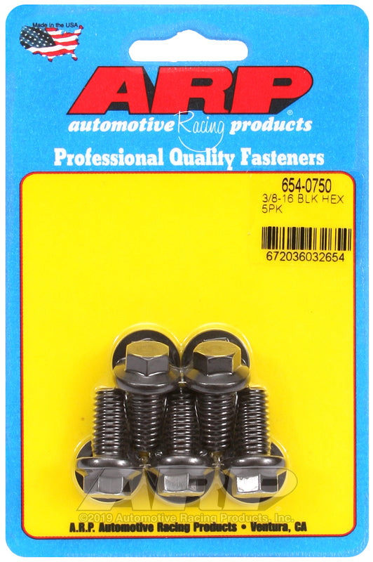 ARP 654-0750 3/8-16 X 0.750 Hex 7/16 Wrenching Black Oxide Bolts