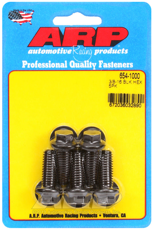 ARP 654-1000 3/8-16 X 1.000 Hex 7/16 Wrenching Black Oxide Bolts