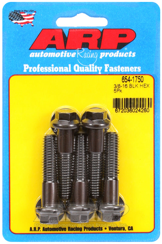 ARP 654-1750 3/8-16 X 1.750 Hex 7/16 Wrenching Black Oxide Bolts