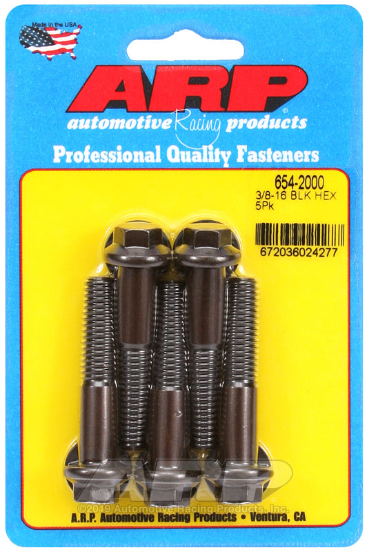 ARP 654-2000 3/8-16 X 2.000 Hex 7/16 Wrenching Black Oxide Bolts