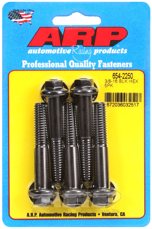 ARP 654-2250 3/8-16 X 2.250 Hex 7/16 Wrenching Black Oxide Bolts