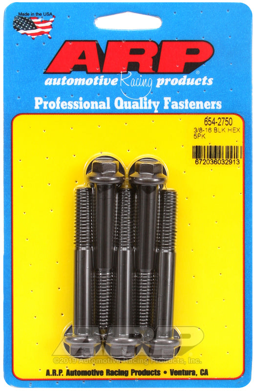 ARP 654-2750 3/8-16 X 2.750 Hex 7/16 Wrenching Black Oxide Bolts