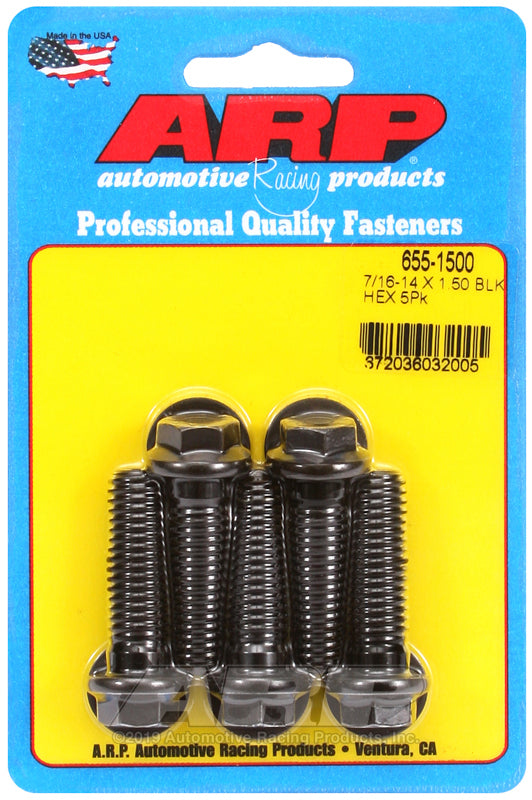 ARP 655-1500 7/16-14 X 1.500 Hex 1/2 Wrenching Black Oxide Bolts