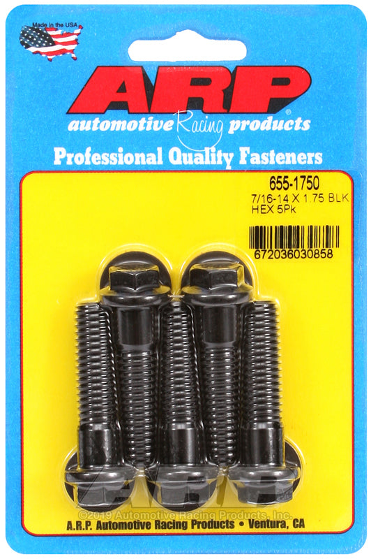 ARP 655-1750 7/16-14 X 1.750 Hex 1/2 Wrenching Black Oxide Bolts