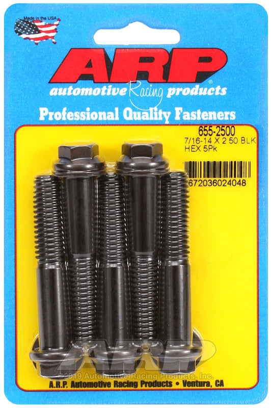ARP 655-2500 7/16-14 X 2.500 Hex 1/2 Wrenching Black Oxide Bolts