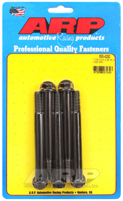 ARP 655-4250 7/16-14 X 4.250 Hex 1/2 Wrenching Black Oxide Bolts