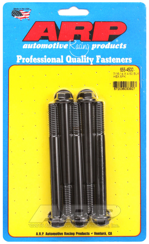 ARP 655-4500 7/16-14 X 4.500 Hex 1/2 Wrenching Black Oxide Bolts