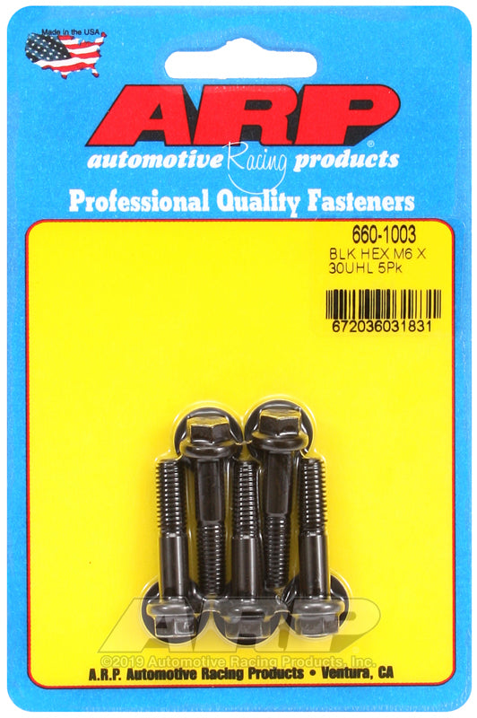 ARP 660-1003 M6 X 1.00 X 30 Hex Black Oxide Bolts