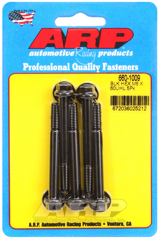 ARP 660-1009 M6 X 1.00 X 60 Hex Black Oxide Bolts