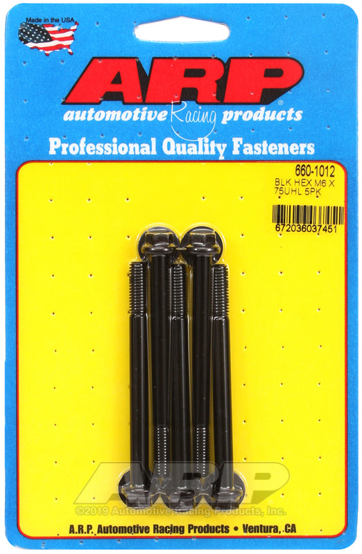 ARP 660-1012 M6 X 1.00 X 75 Hex Black Oxide Bolts