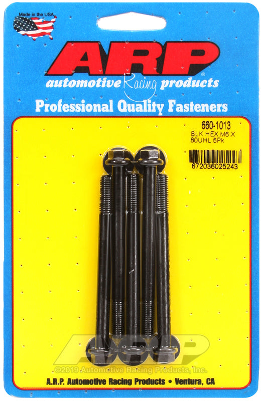 ARP 660-1013 M6 X 1.00 X 80 Hex Black Oxide Bolts