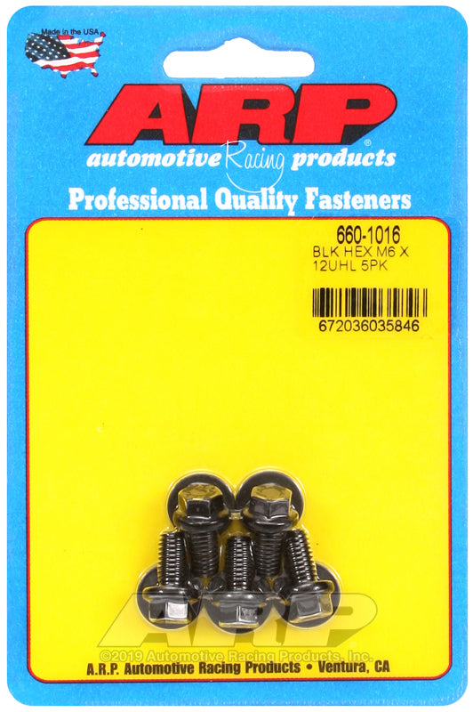 ARP 660-1016 M6 X 1.00 X 12 Hex Black Oxide Bolts