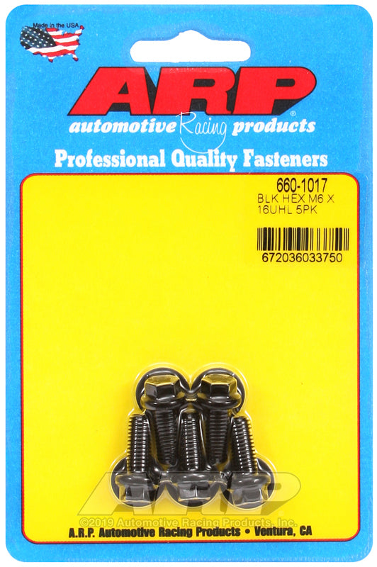 ARP 660-1017 M6 X 1.00 X 16 Hex Black Oxide Bolts