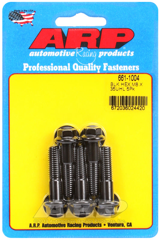 ARP 661-1004 M8 X 1.25 X 35 Hex Black Oxide Bolts