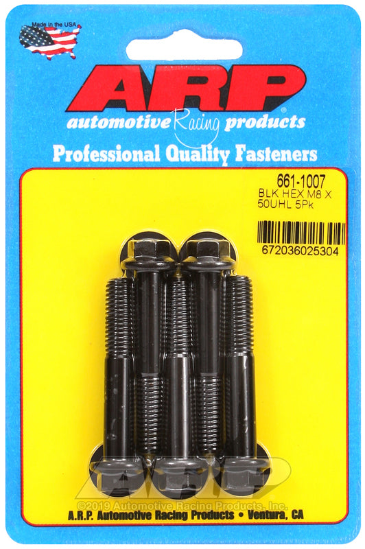 ARP 661-1007 M8 X 1.25 X 50 Hex Black Oxide Bolts
