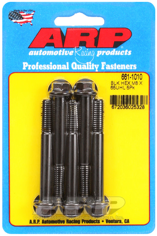 ARP 661-1010 M8 X 1.25 X 65 Hex Black Oxide Bolts