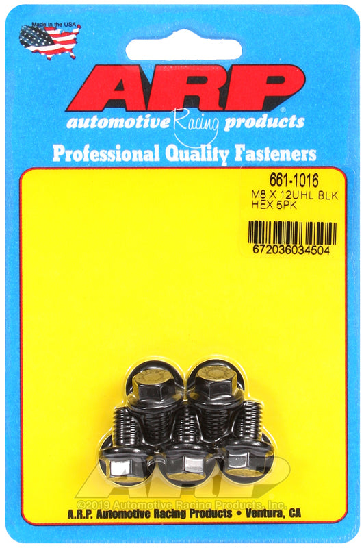 ARP 661-1016 M8 X 1.25 X 12 Hex Black Oxide Bolts