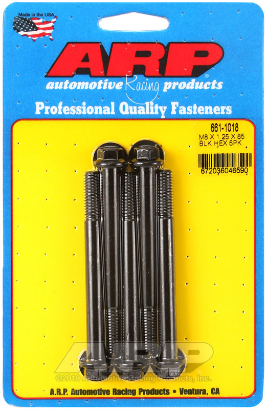 ARP 661-1018 M8 X 1.25 X 85 Hex Black Oxide Bolts