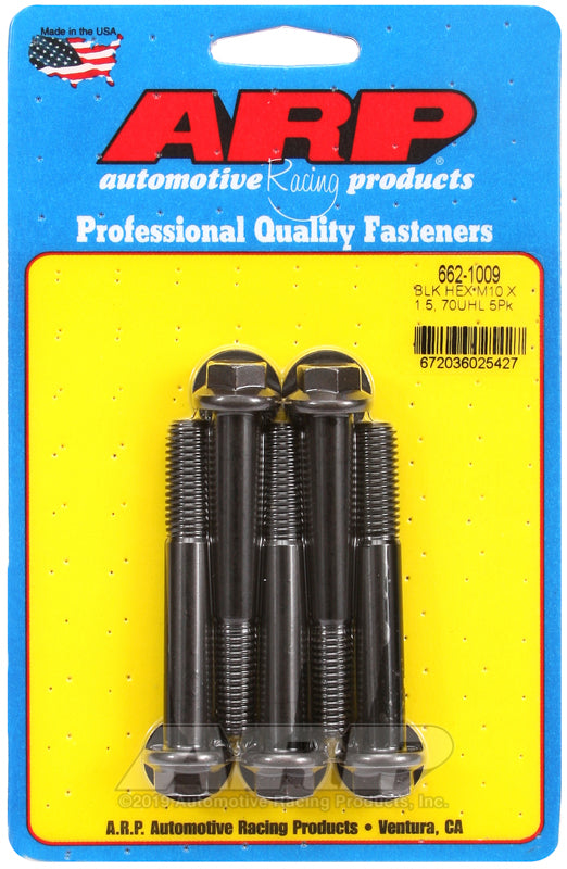 ARP 662-1009 M10 X 1.50 X 70 Hex Black Oxide Bolts